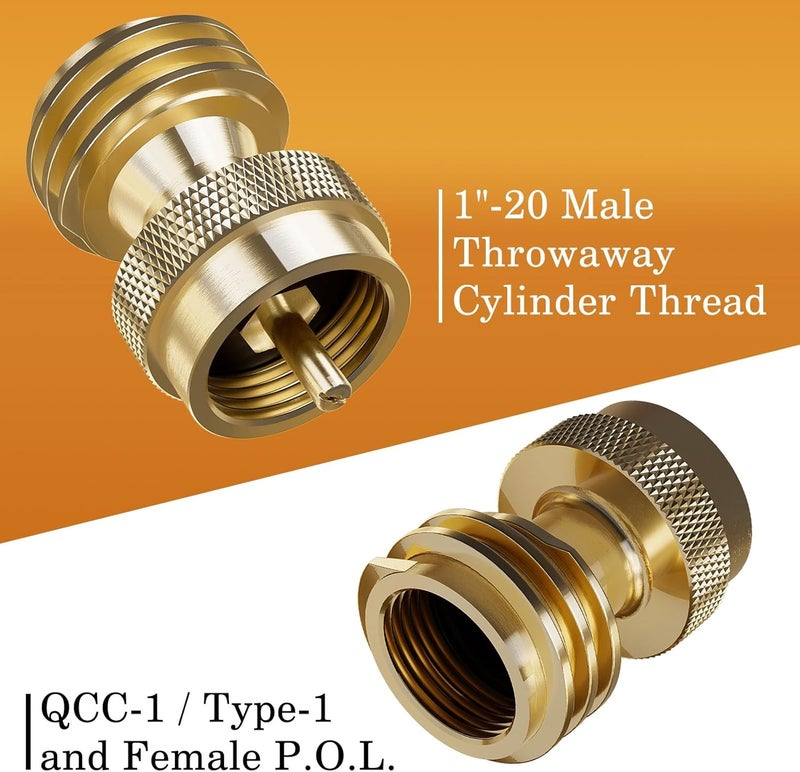 NUPICK Propane Tank Adapter, 1 Lb to 20 Lb Converter, Hook Up Small Propane Tanks to BBQ Grill, 100% Solid Brass Construction - Image 2